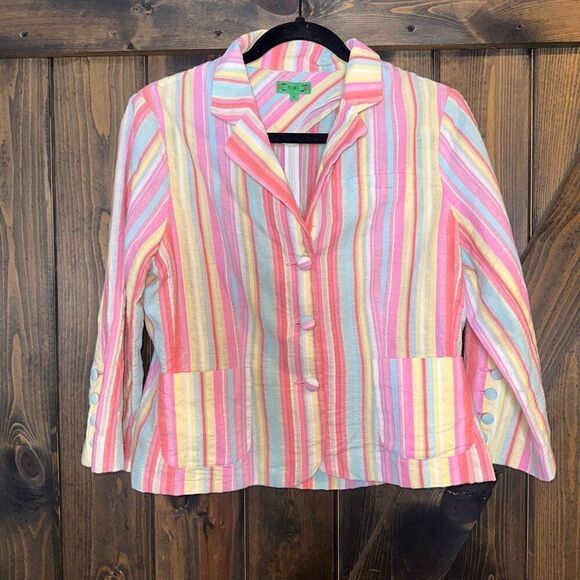 TIBI Vintage Striped Blazer Jacket - Picture 1 of 4